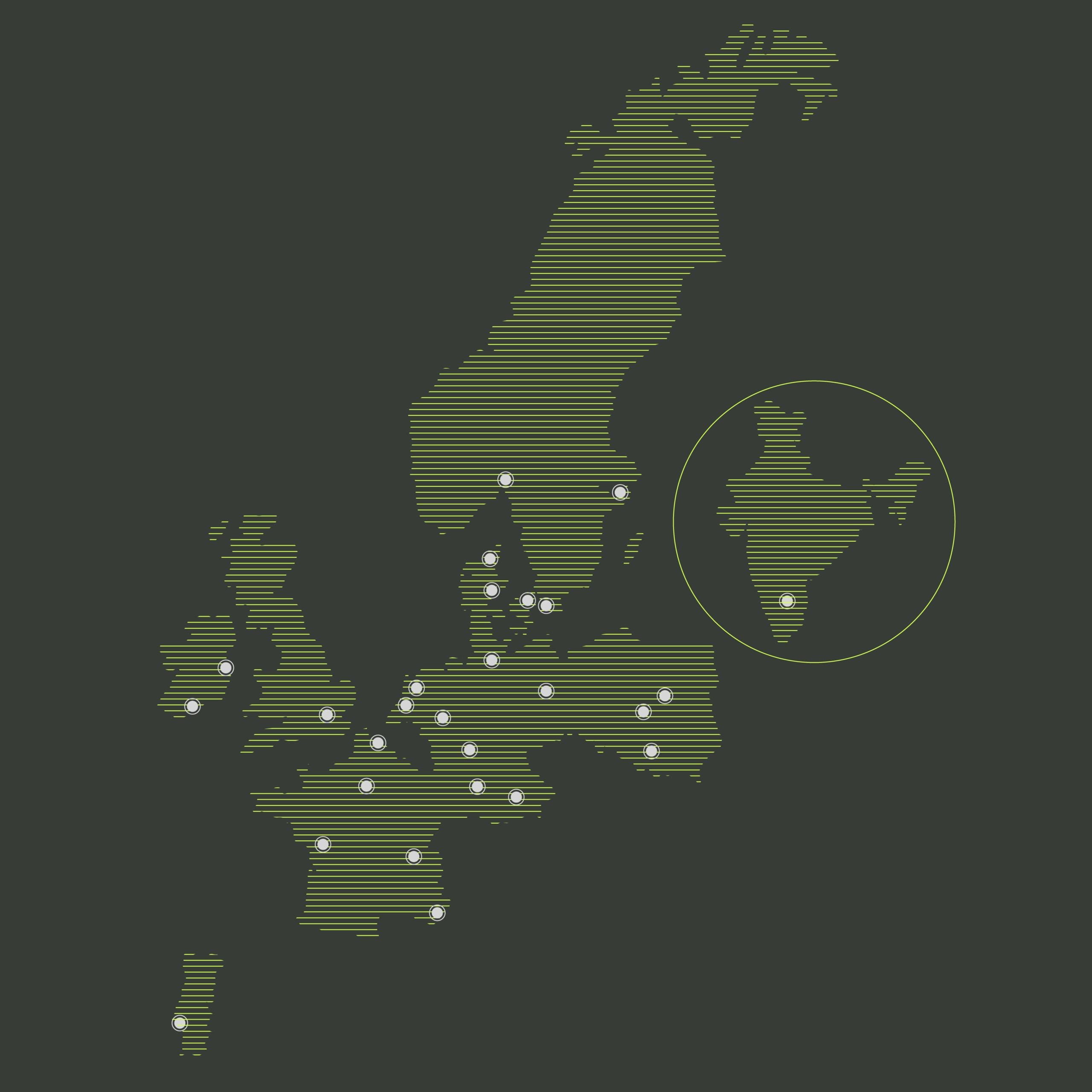 Europakart med alle emagines kontorer markert